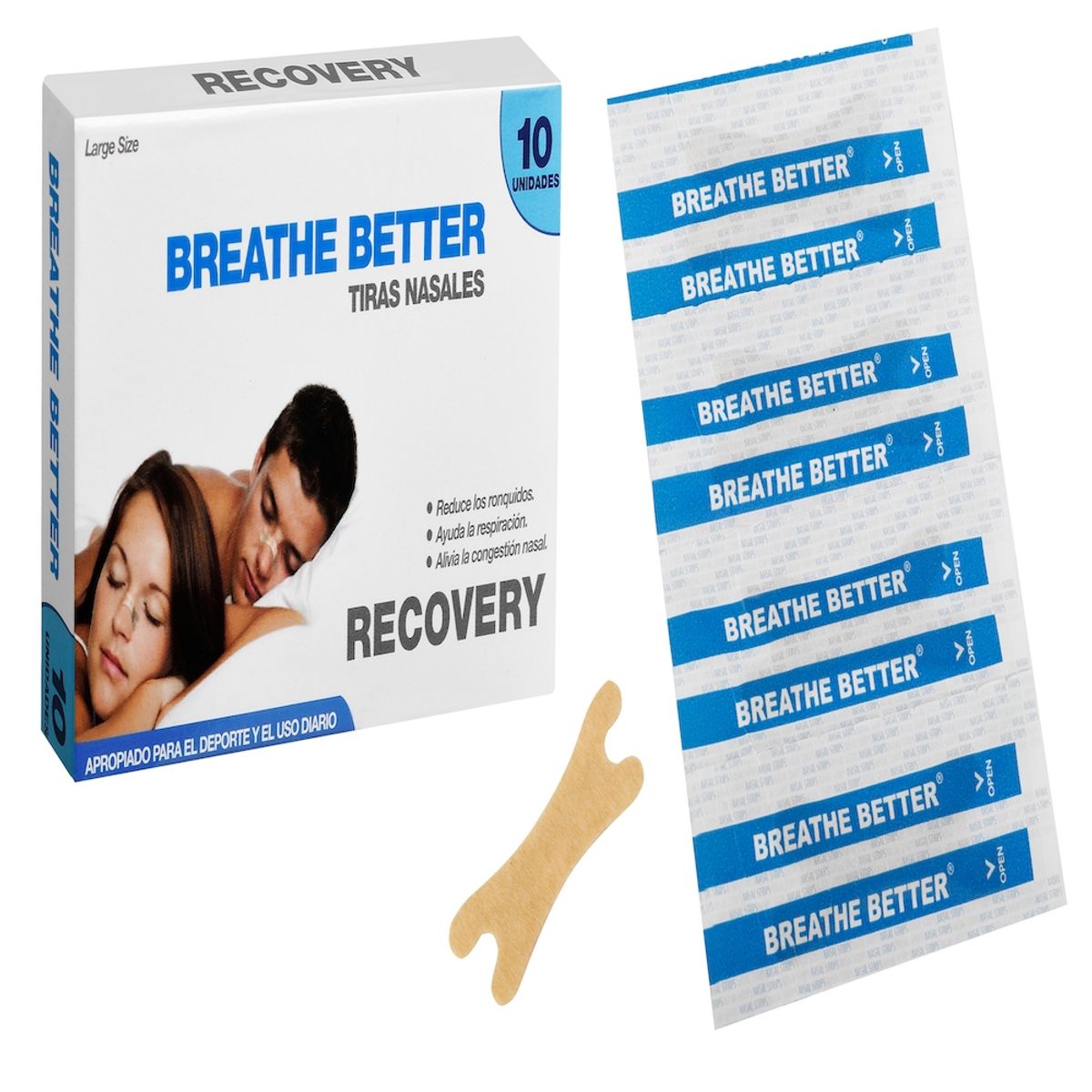 RECOVERY - Respira mejor Congestion Nasal reduce Ronquidos X 10 unidades