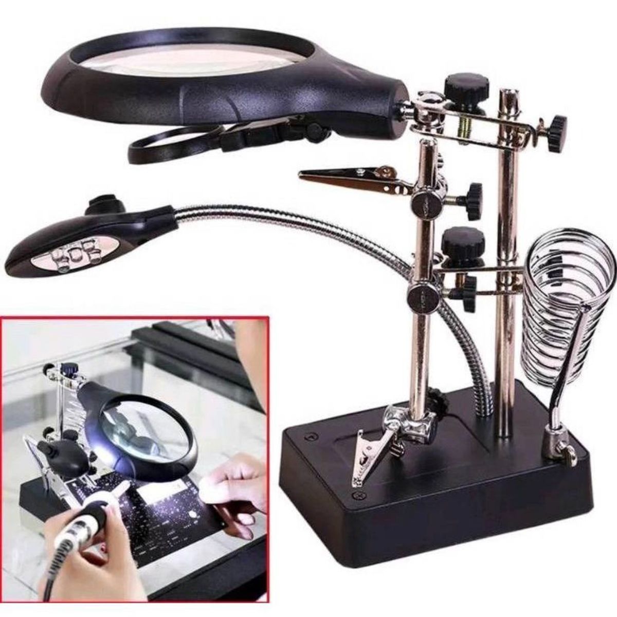 GENERICO - Lupa Tercera Mano Ayudante Soldar Porta Cautin