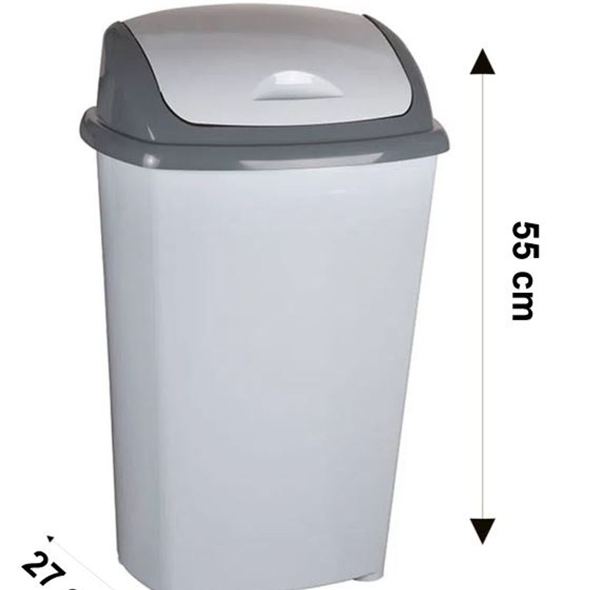 GENERICO - Basurero Plástico Baño Cocina 30 Litros Tapa Vaivén Gris