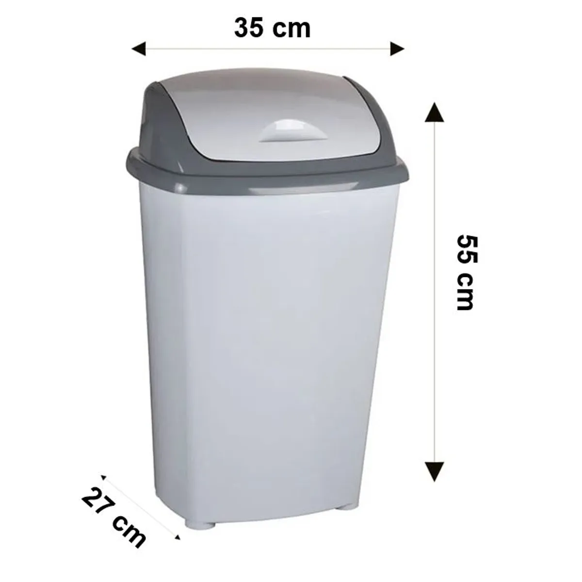 GENERICO - Basurero Plástico Baño Cocina 30 Litros Tapa Vaivén Gris