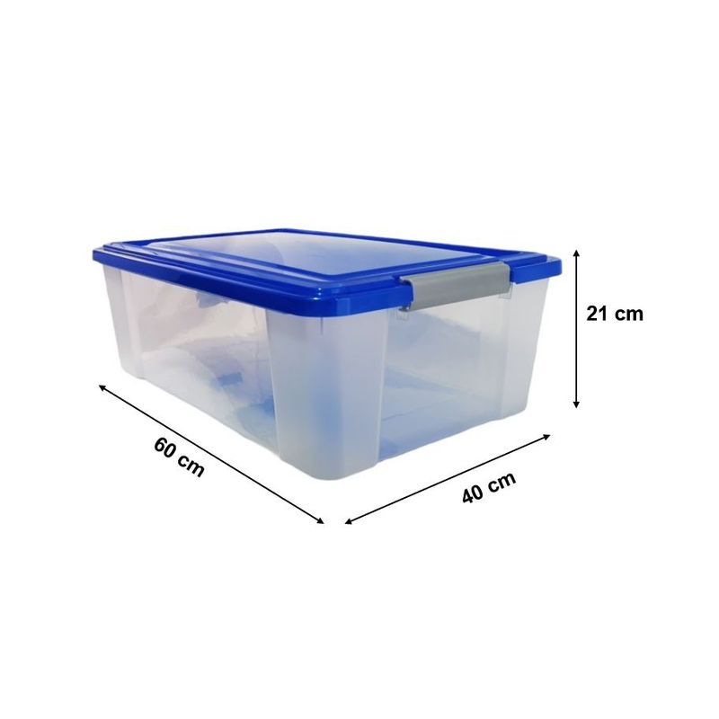 KENDY - Caja Organizadora Plástica 37 Lts Transparente Con Tapa