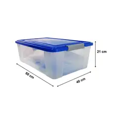 KENDY - Caja Organizadora Plástica 37 Lts Transparente Con Tapa