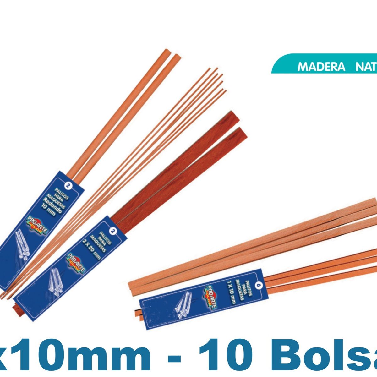PROARTE - Palo Maqueta 2x10mm Rauli Bolsa 5palos - 10bolsas