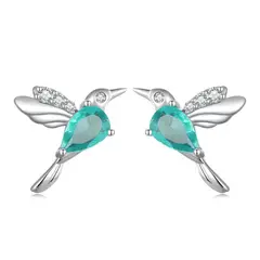 TODOJOYAS - Aros Plata 925 Colibri Pajaro Verde Hummingbird