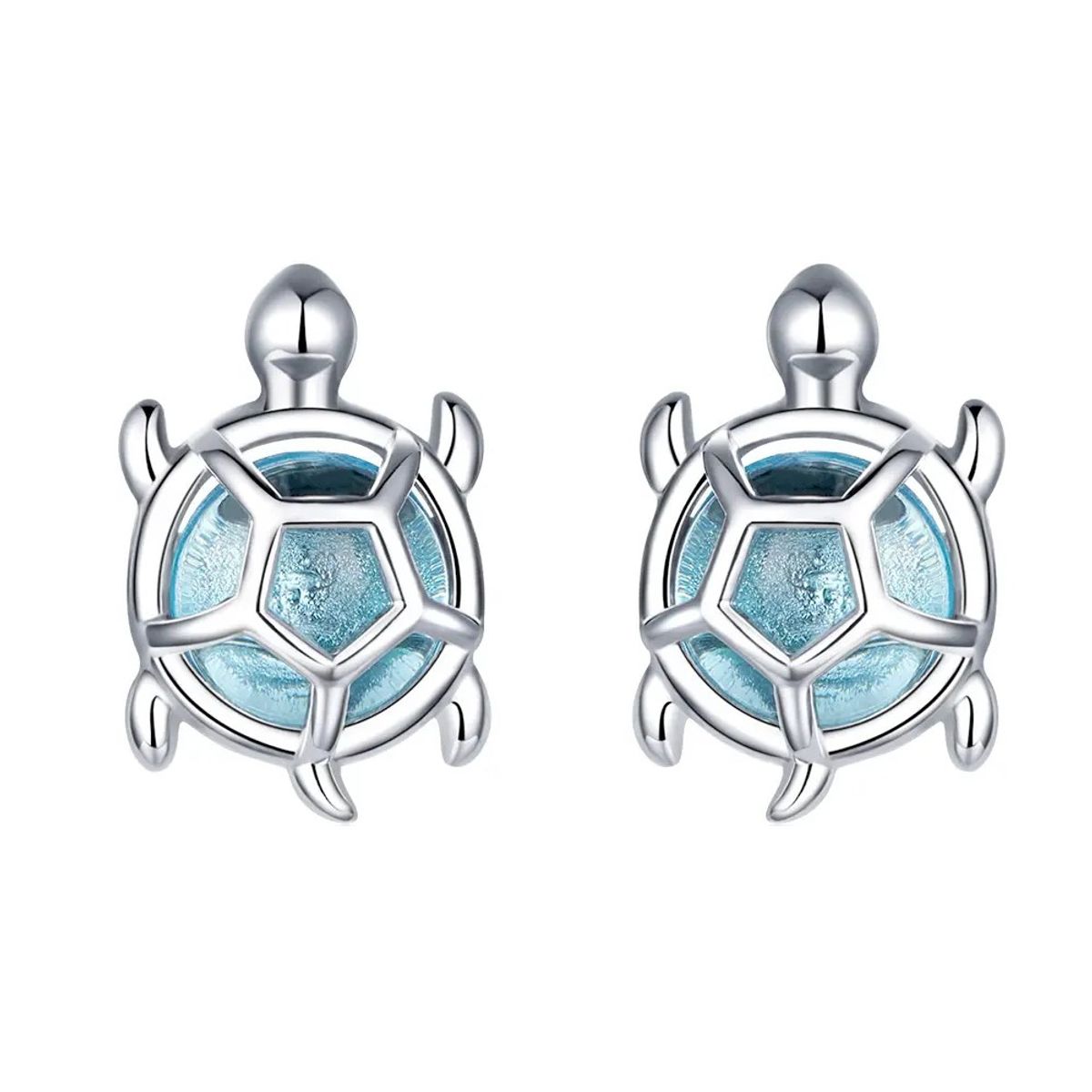 TODOJOYAS - Aros Plata 925 Tortuga Marina Celeste