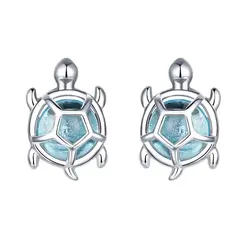 TODOJOYAS - Aros Plata 925 Tortuga Marina Celeste