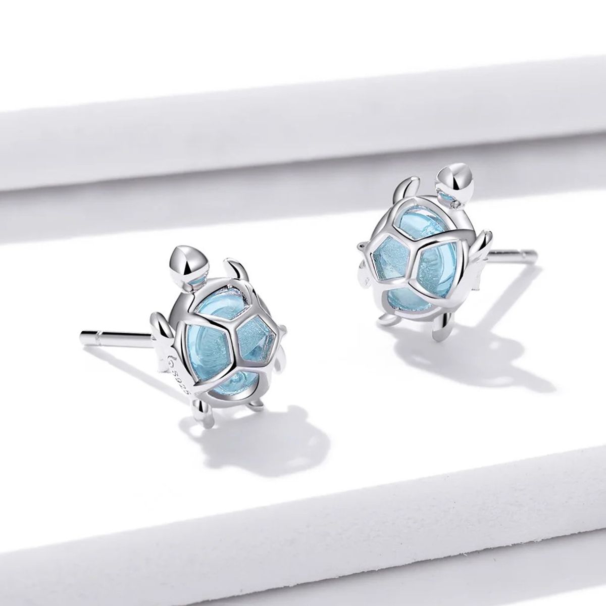 TODOJOYAS - Aros Plata 925 Tortuga Marina Celeste