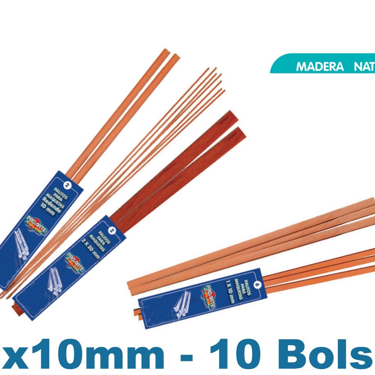 PROARTE - Palo Maqueta 10x10mm Rauli Bolsa 2palos - 10bolsas