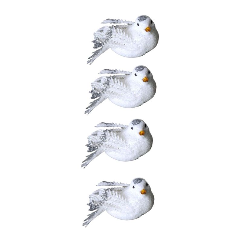 GENERICO - Pack 4 Palomas Pájaros Decoración Boda Jardín Navidad Deluxe
