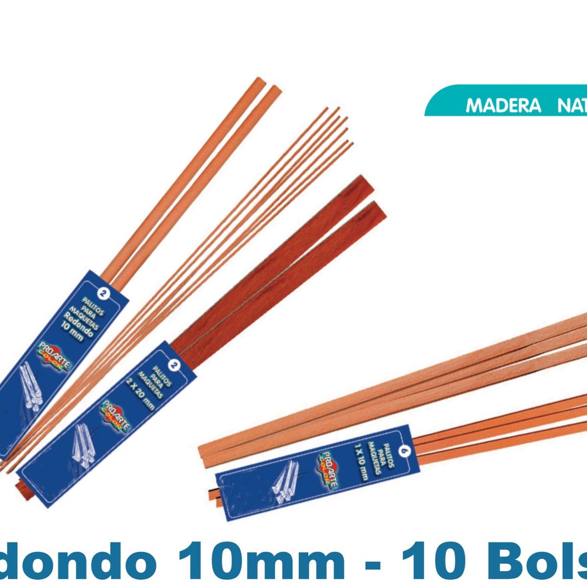 PROARTE - Palo Maqueta Redondo 10mm Rauli Bolsa 2uni - 10bolsas