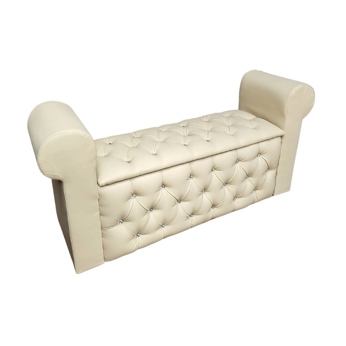 MUEBLES HVM - Baul Capitone con Brazos Beige