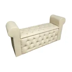 MUEBLES HVM - Baul Capitone con Brazos Beige