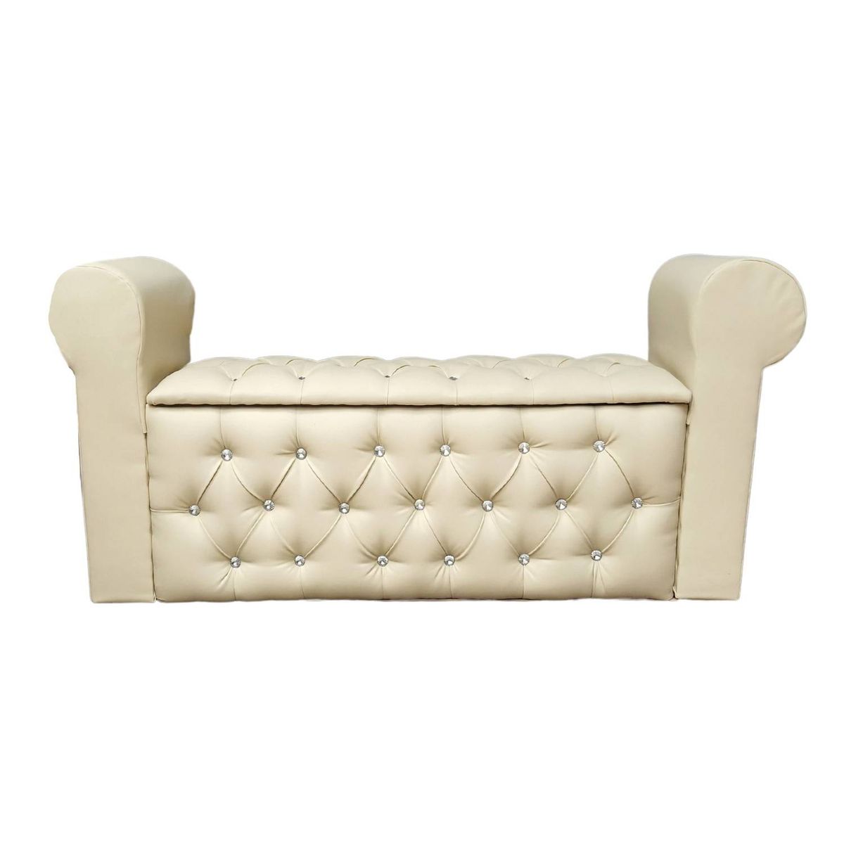 MUEBLES HVM - Baul Capitone con Brazos Beige