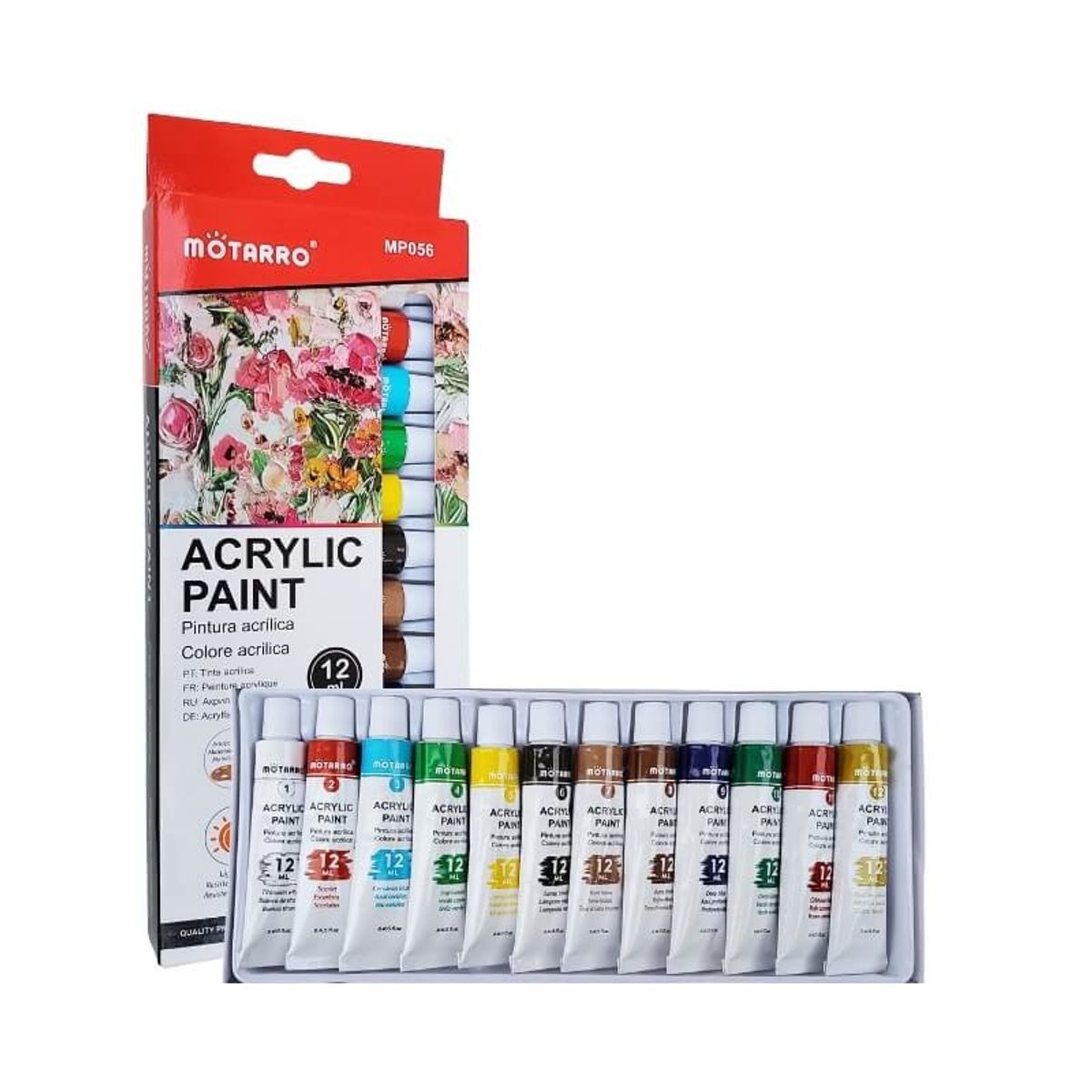 MOTARRO - Set pinturas Acrílicos 12 Colores de 12ml