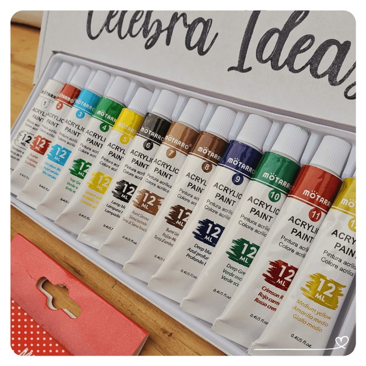 MOTARRO - Set pinturas Acrílicos 12 Colores de 12ml