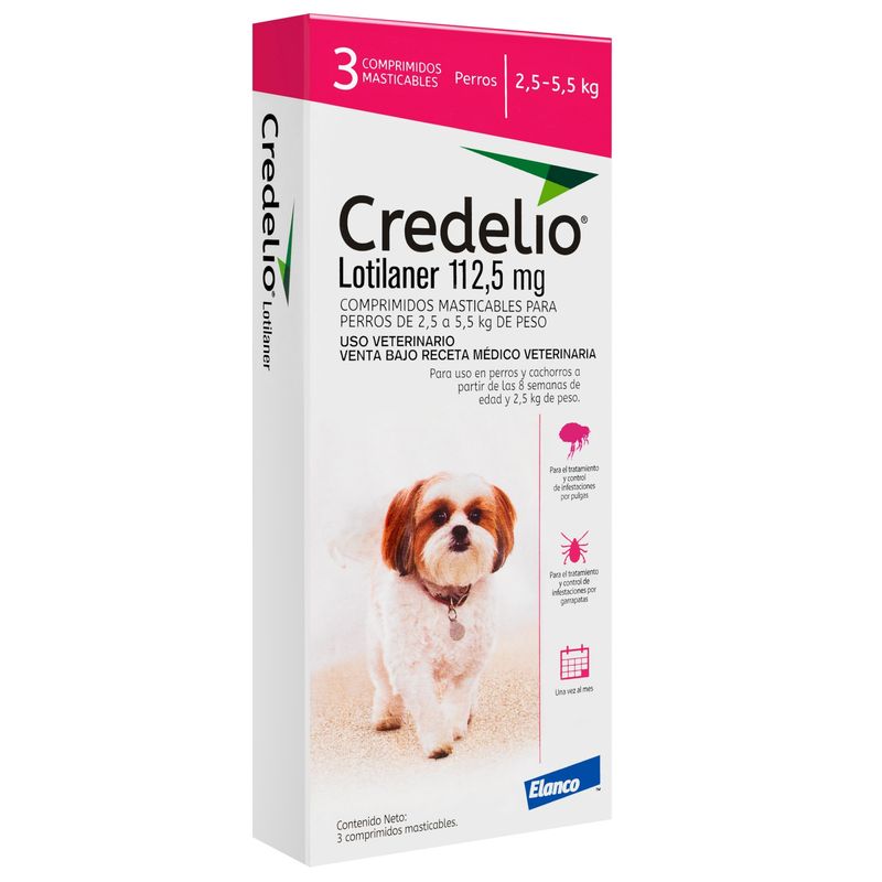 ELANCO - Credelio Perros de 2,5 a 5,5 kg (3 Comprimidos)