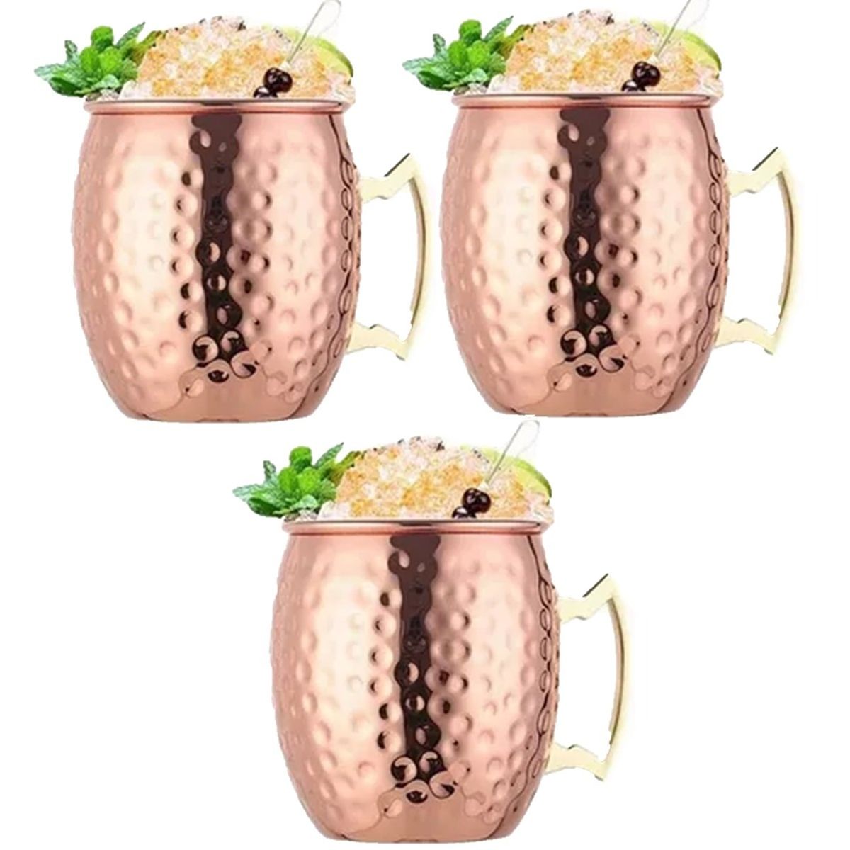 GENERICO - Set 3 Vasos Jarras Mug Cobre Premium Coctel Tragos Barra Bar