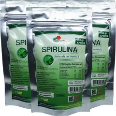 FUENTEVITAL - 3 x Spirulina Pura En Polvo 100% Organico Con Vit C 150 Gr