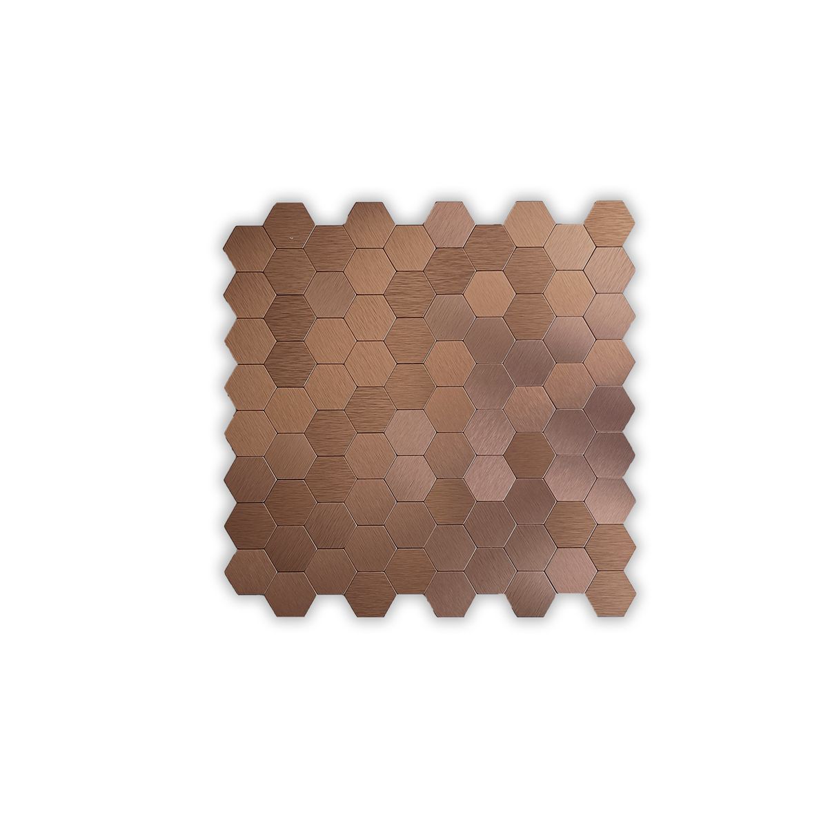 MERCAR RAY - Mosaico Salpicadero Autoadhesivo Aluminio Hexágono Cobre 29x285 cm