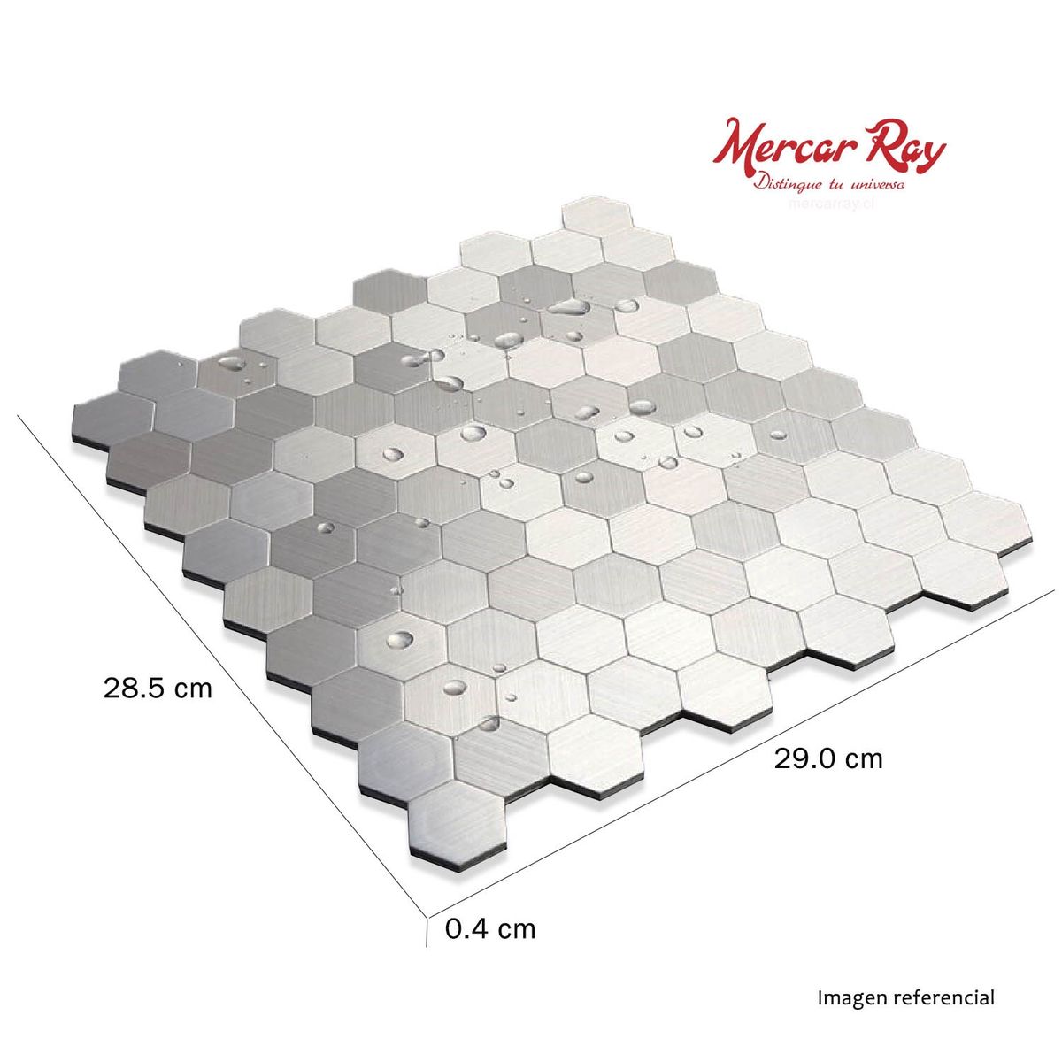 MERCAR RAY - Mosaico Salpicadero Autoadhesivo Aluminio Hexágono Negro 29x285 cm