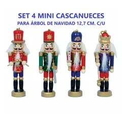 COMPRAPO - SET X 4 MINI CASCANUECES ADORNO NAVIDAD 12,7 CM. CON COLGANTE ÁRBOL