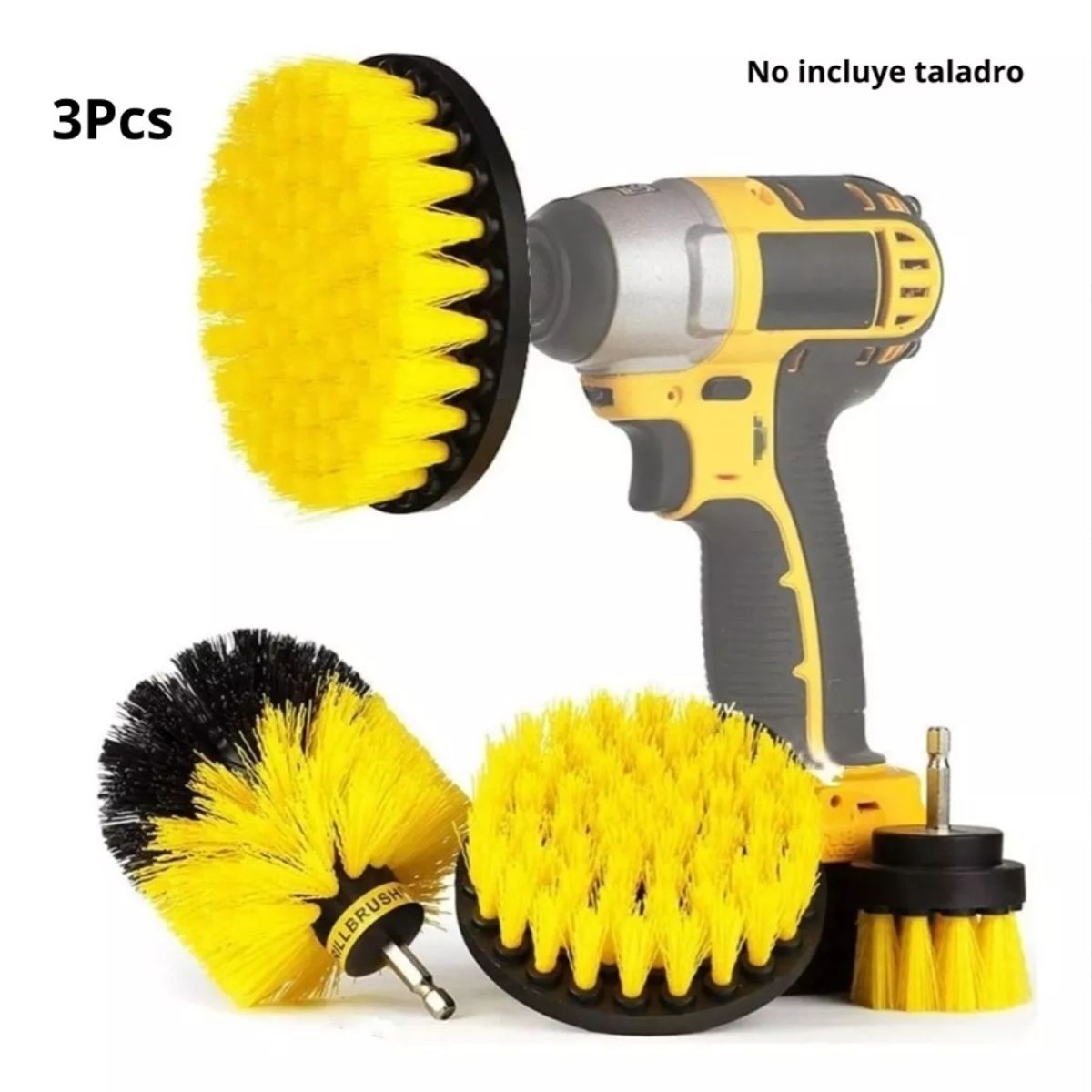GENERICO - Kit Set pack 3 Cepillos Para Taladro Limpieza Tapiz