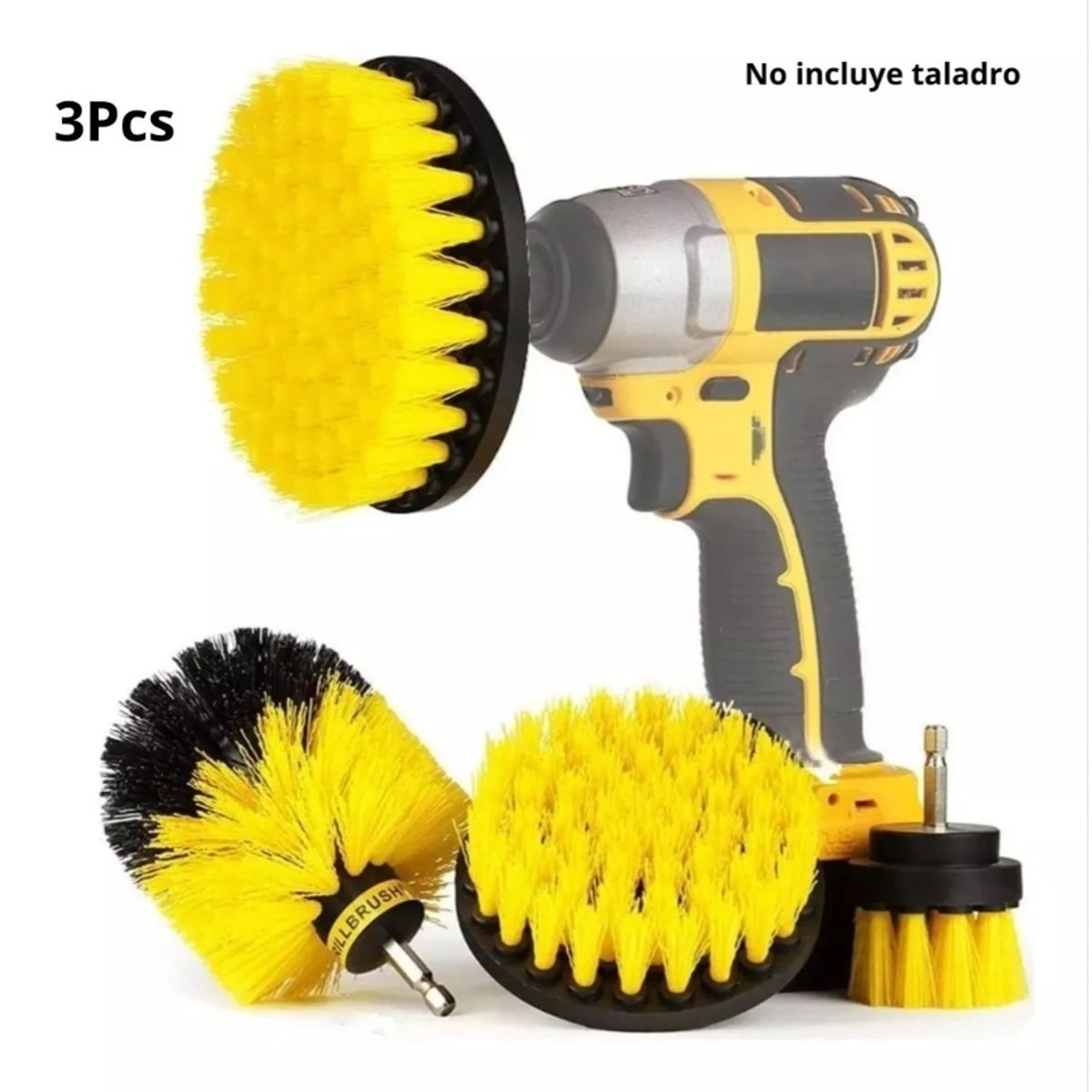 GENERICO - Kit Set pack 3 Cepillos Para Taladro Limpieza Tapiz