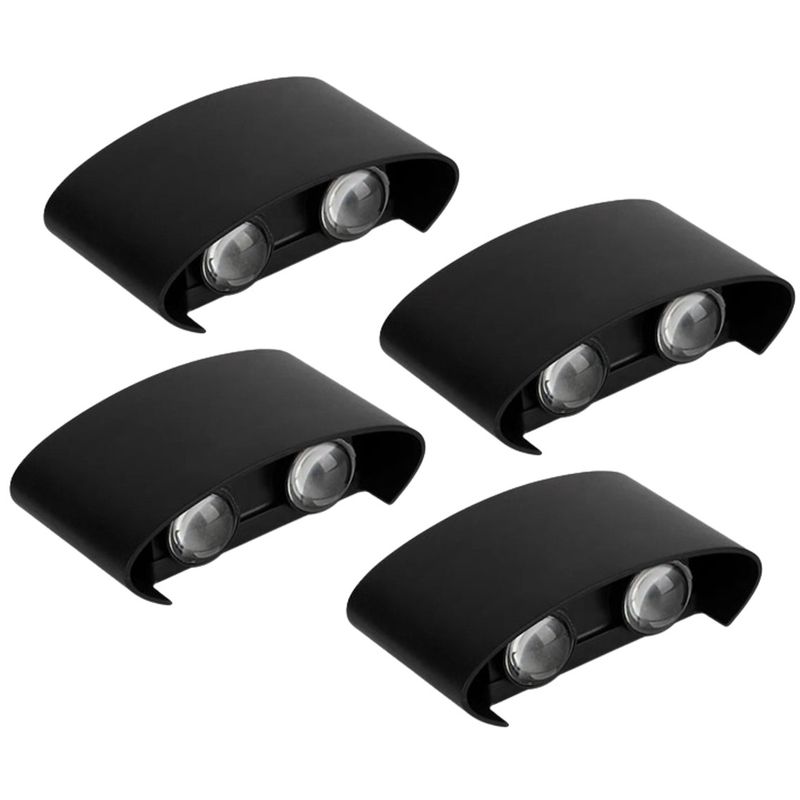WANT - PACK X4 Apliqué negro Sobrepuesto led integrado 10w blanco calido