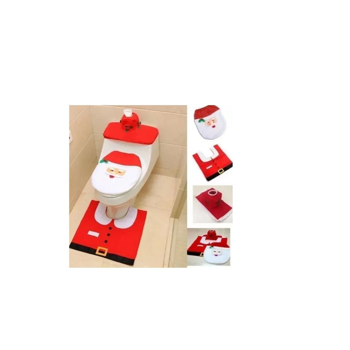 GENERICO - Set De Baño Viejo Pascuero 3 Piezas Adorno Navidad Red