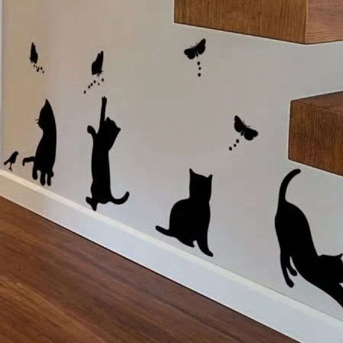 GENERICO - Vinilo Sticker  Gatos Decorativo Siluetas Gatos Cat lover Negro