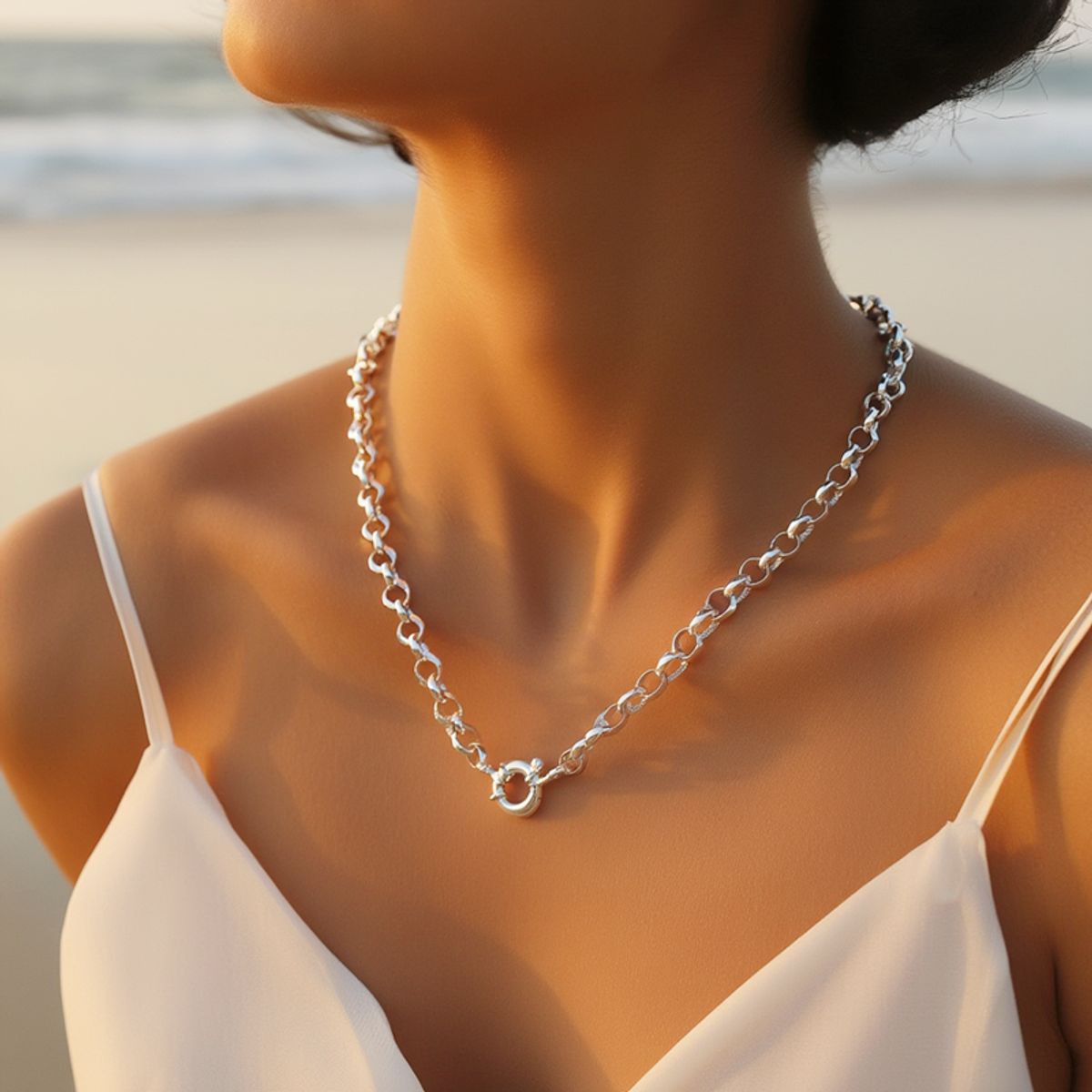 JOYAS MYTOKE - Collar Rolo Broche Timon Plata Fina 950 Mujer Elegante