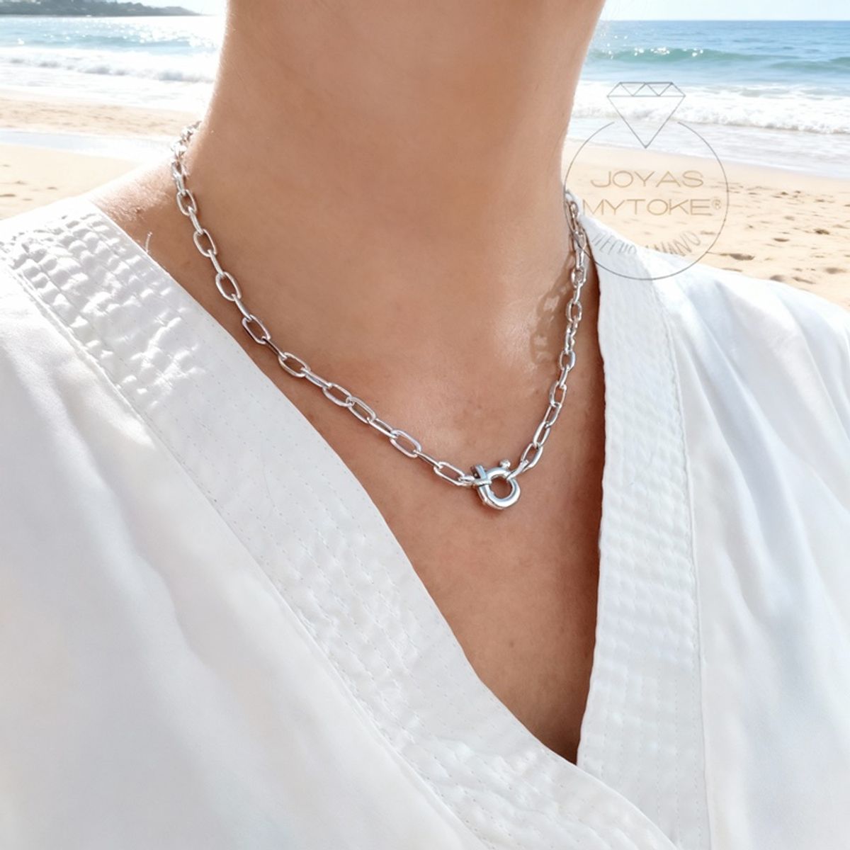 JOYAS MYTOKE - Cadena Broche Timon 45cm Plata Fina 925 Eslabon Collar Mujer