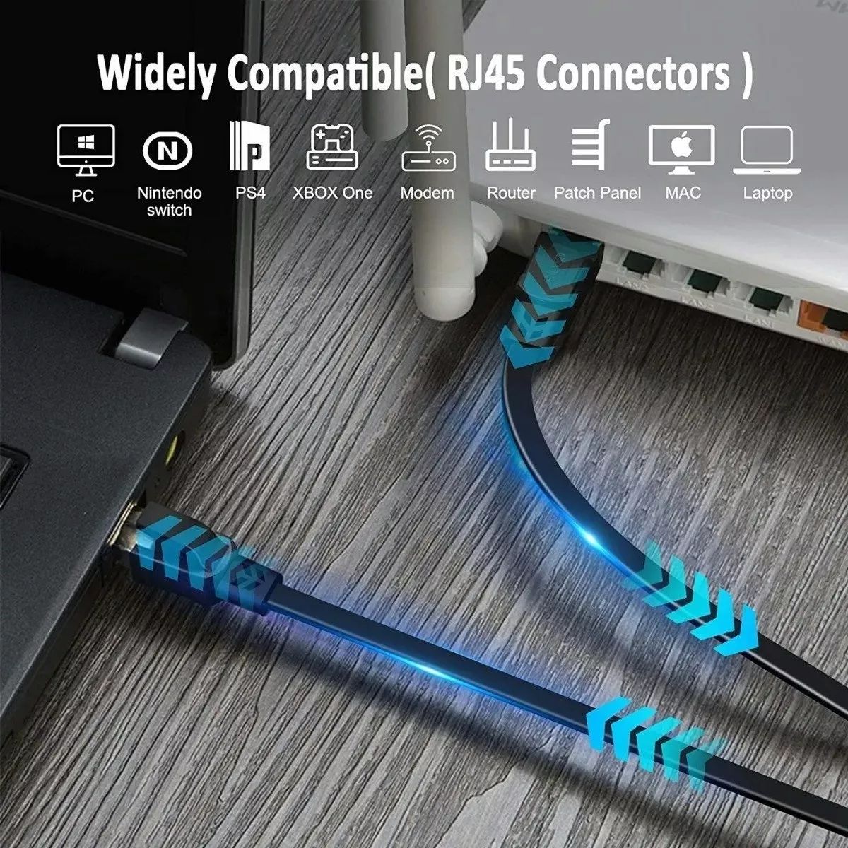 KUANGYE - Cable Red Plano Categoria 7 Cat7 Rj45 Utp Ethernet 15 Mts