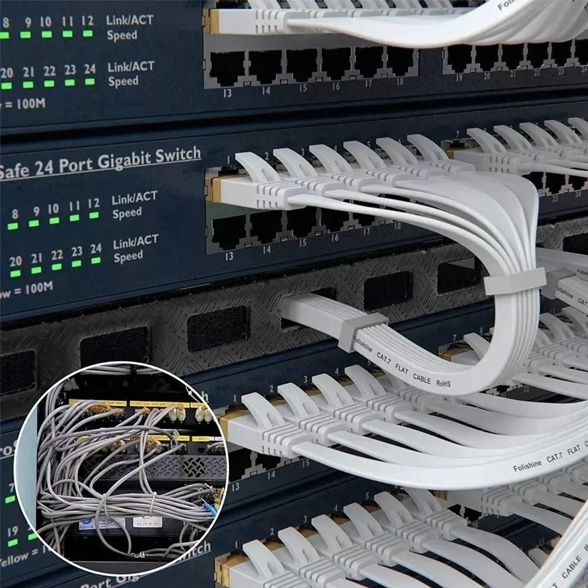 KUANGYE - Cable Red Plano Categoria 7 Cat7 Rj45 Utp Ethernet 15 Mts