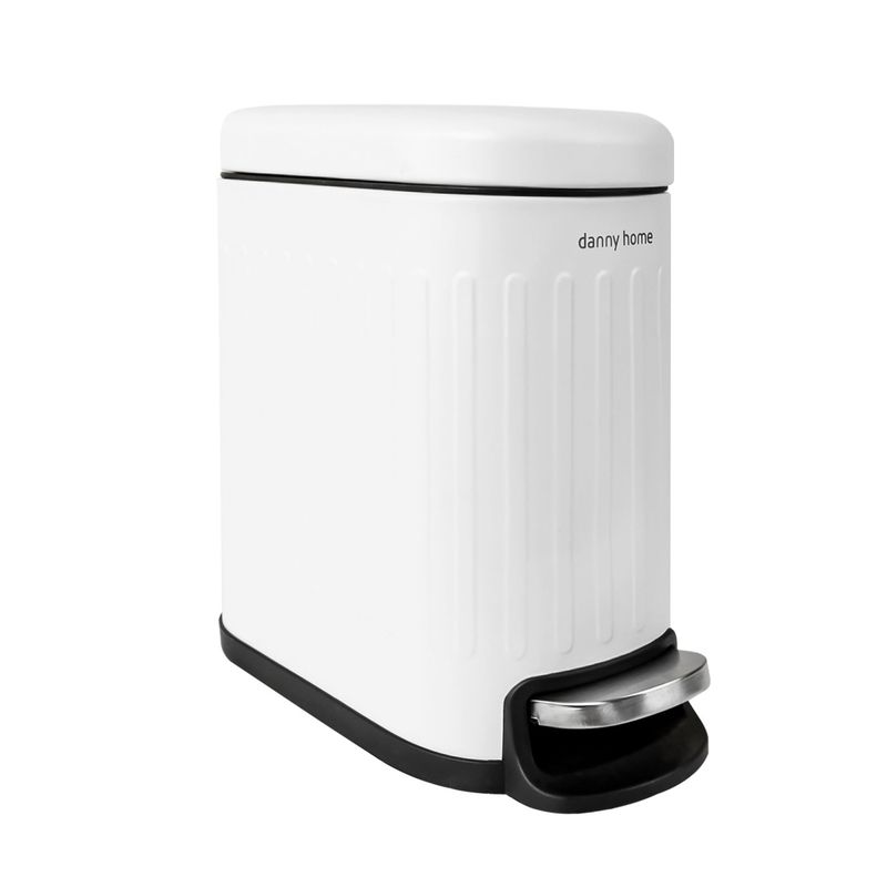 DANNY HOME - Papelero Basurero Recto Blanco Mate 5 Lts Acero Inolxidable