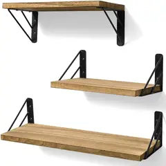 GENERICO - Repisas Flotantes De Madera Multipropósito KIT X3 Estantes Café Claro…