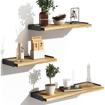 Imagen 2 del producto Repisas Flotantes De Madera Multipropósito KIT X3 Estantes Café Claro…