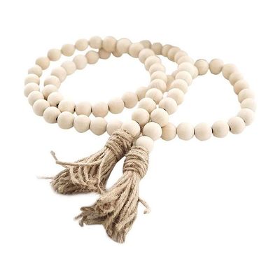 Imagen 2 del producto 14mm 36 pcs Cuerda De Yute Con Cuentas Madera Color Natura