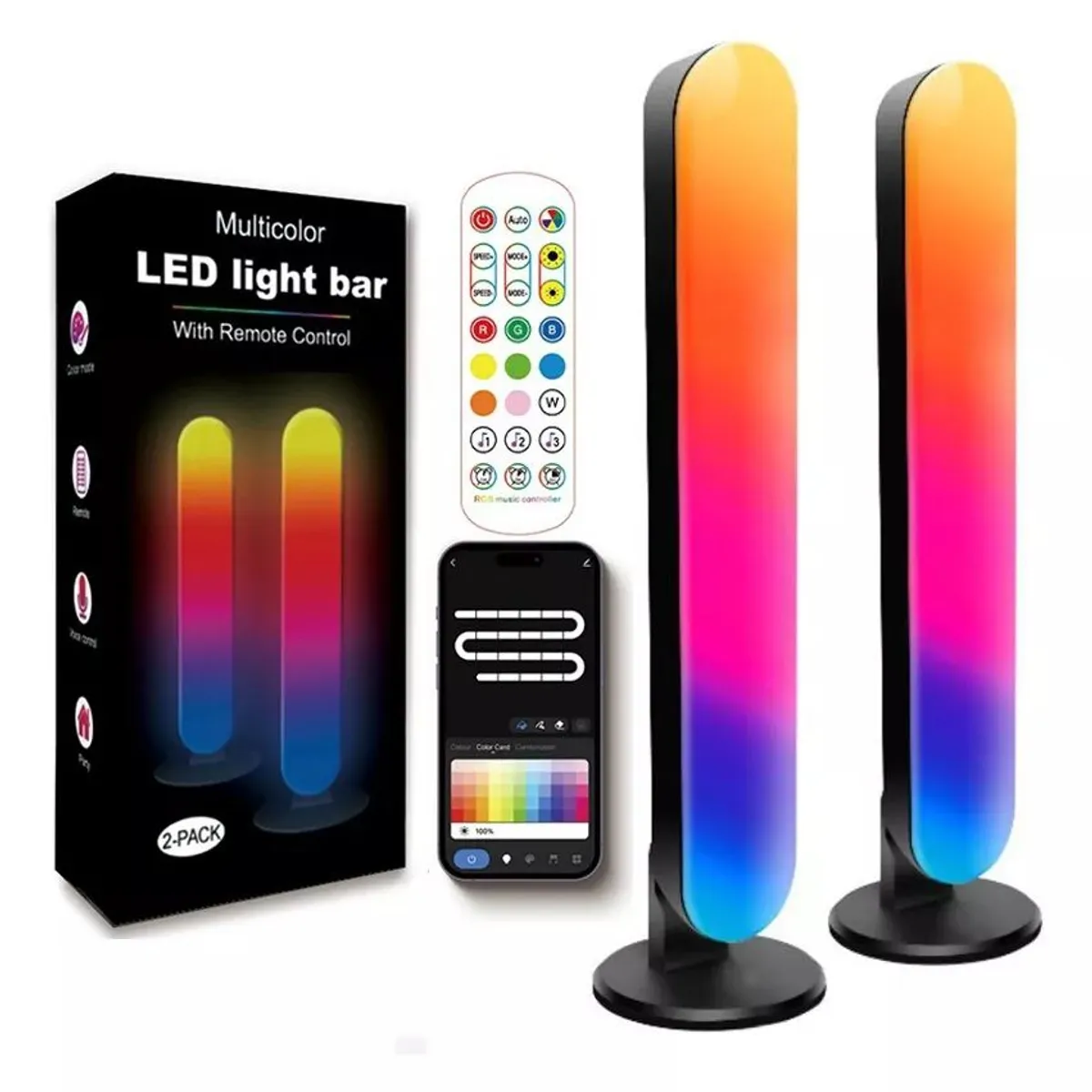 KUANGYE - Lampara Luz Led Rgb Decorativa Musical Inteligente Wifi  Bt