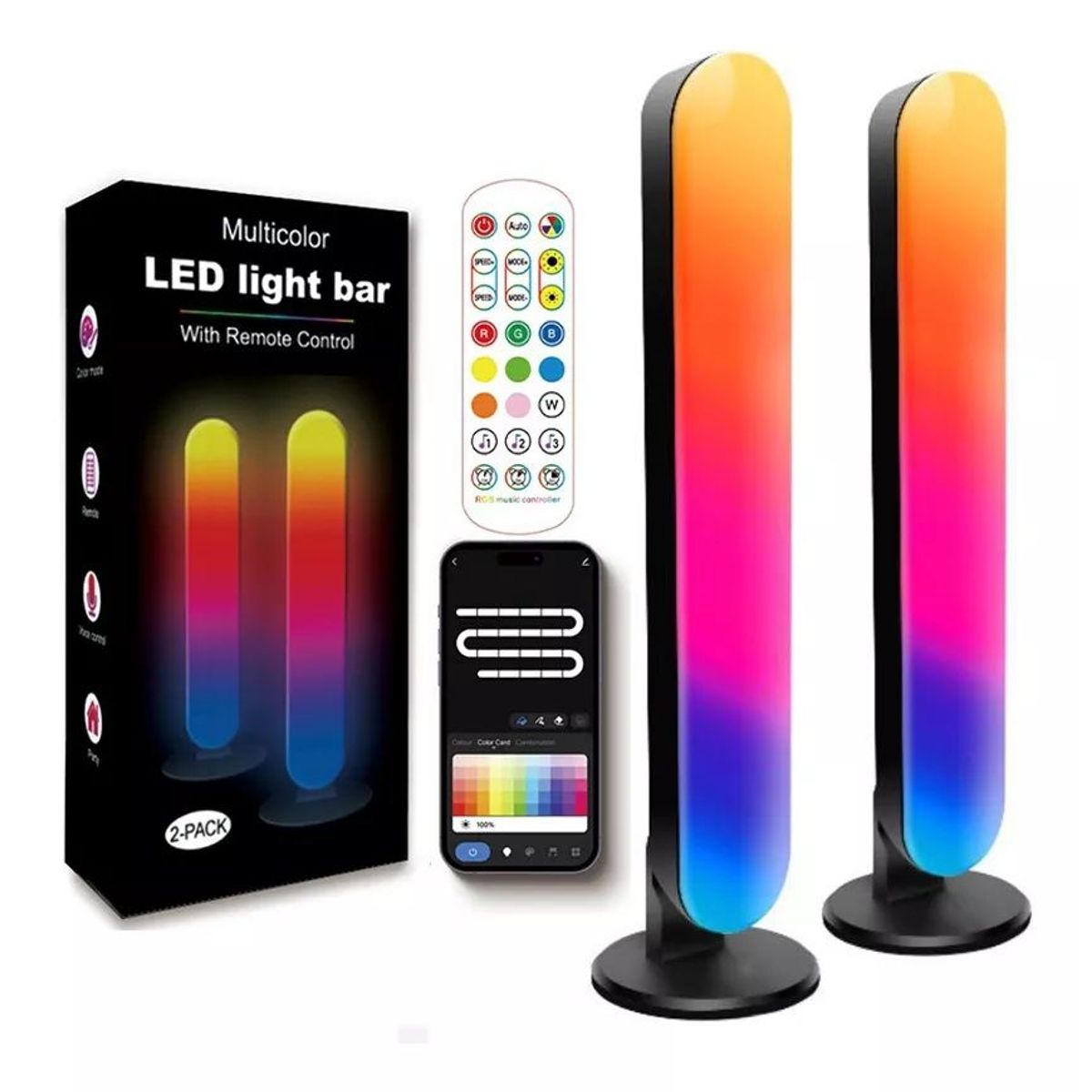 KUANGYE - Lampara Luz Led Rgb Decorativa Musical Inteligente Wifi  Bt