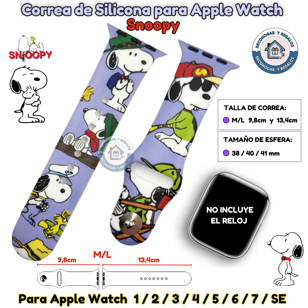 GENERICO - Correa Para Apple Watch Snoopy  38-40-41MM  M/L