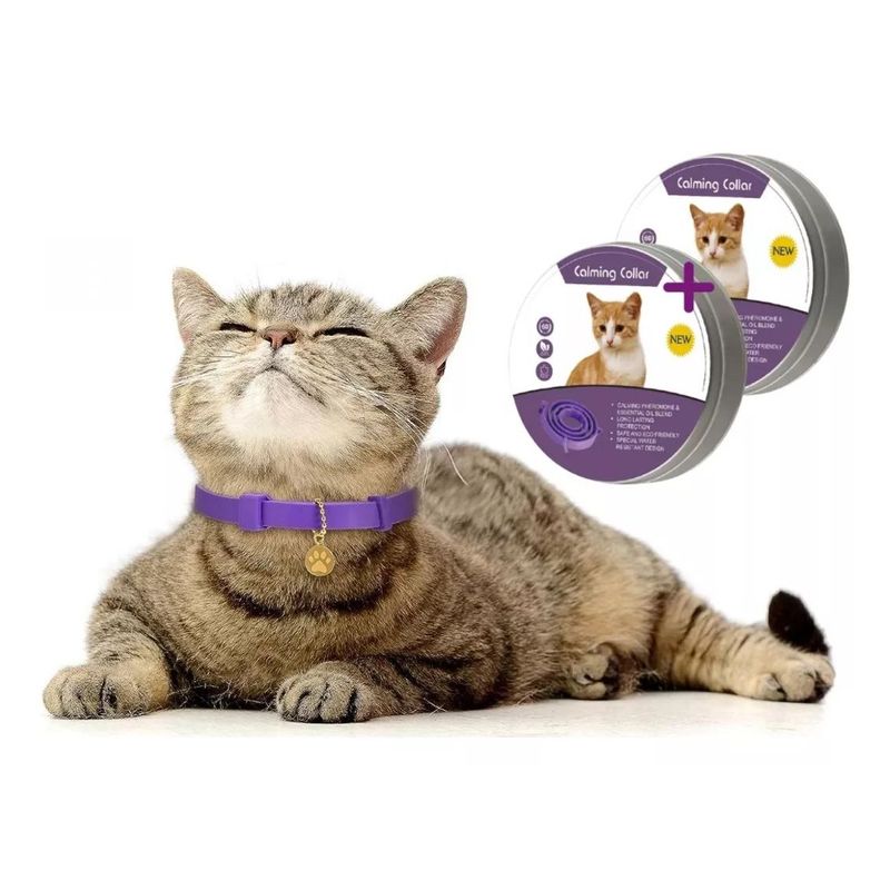 KUANGYE - Collar Calmante Gato Reducción Antiestrés Ajustable 2 Unid