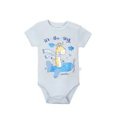 BAMBINO - Set 2 Body Manga Corta Celeste Jirafa Niño 18-24M