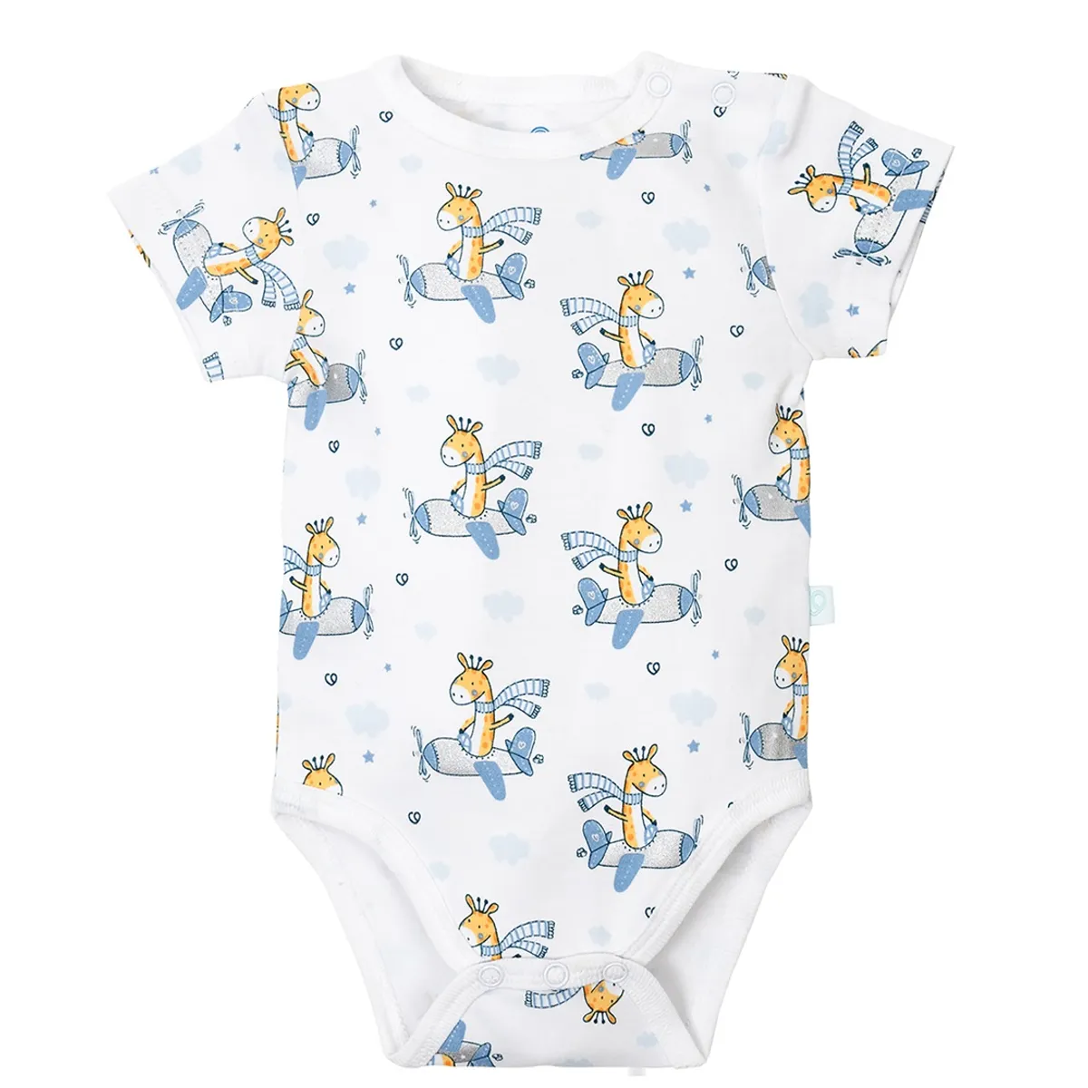 BAMBINO - Set 2 Body Manga Corta Celeste Jirafa Niño 18-24M