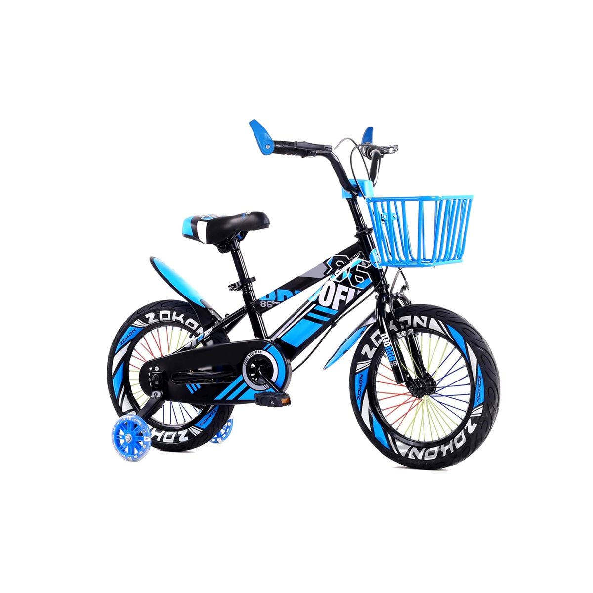 MUNDO ONLINE - Bicicleta de montaña con Luces LED y Colores Aro 12 Celeste