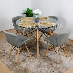 CORI CORI - Juego de Comedor Mesa Diamante 100cm + 4 Sillas Mariposa Eames Gris