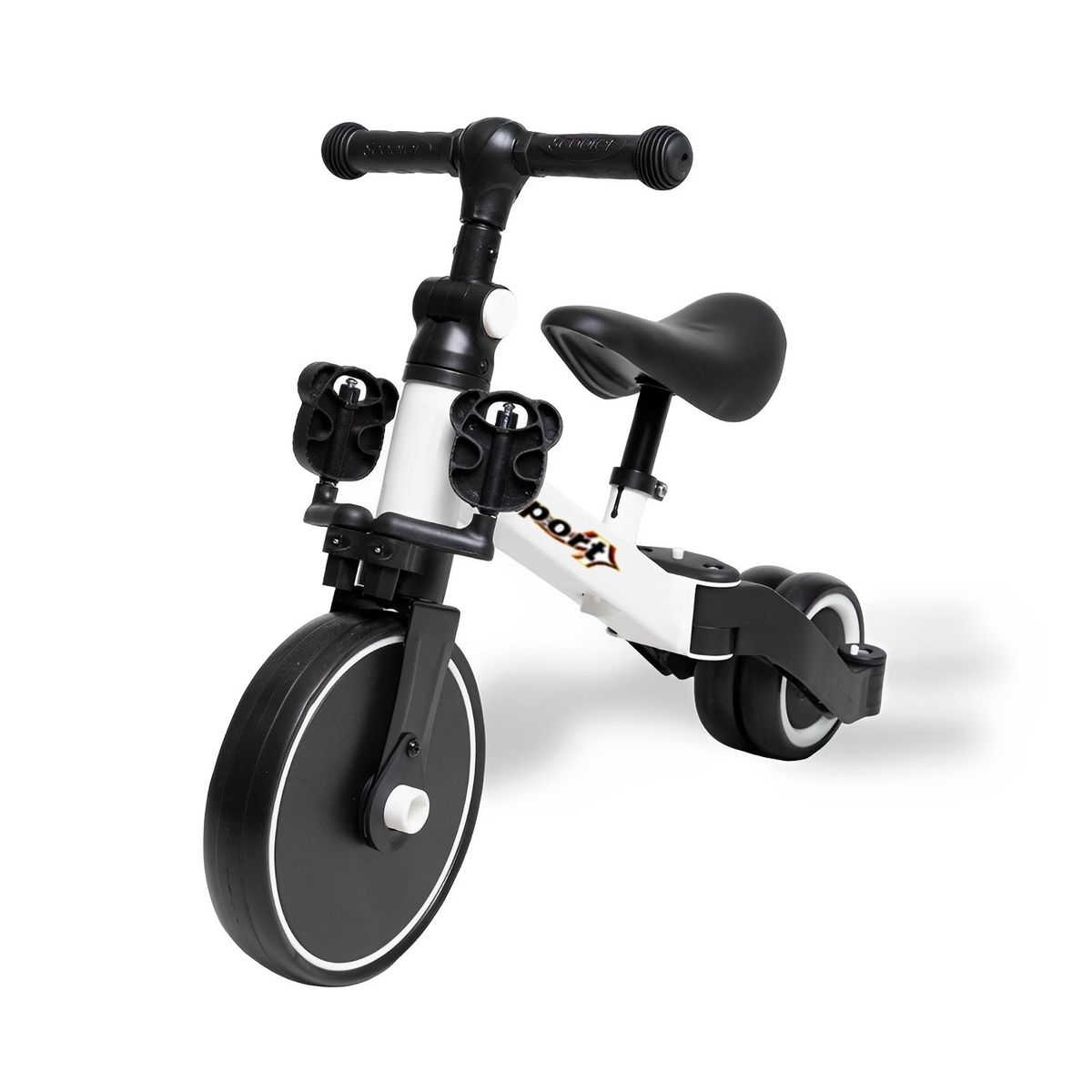 MUNDO ONLINE - Triciclo Correpasillos Multiposiciones 3 En 1 - Blanco