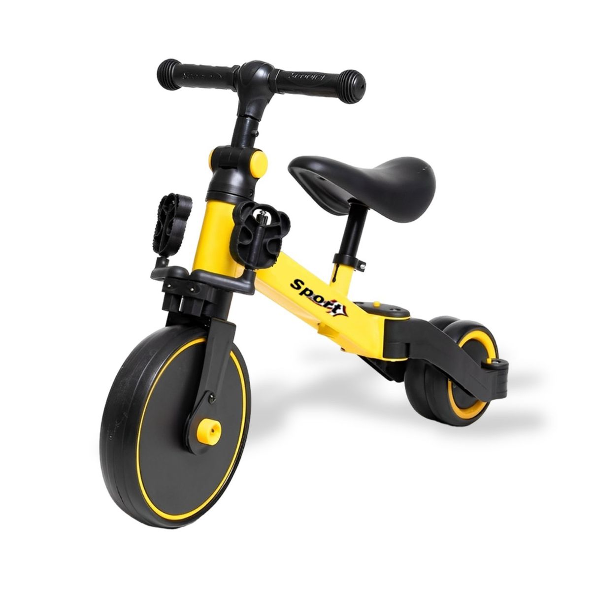 MUNDO ONLINE - Triciclo Correpasillos Multiposiciones 3 En 1 - Amarillo