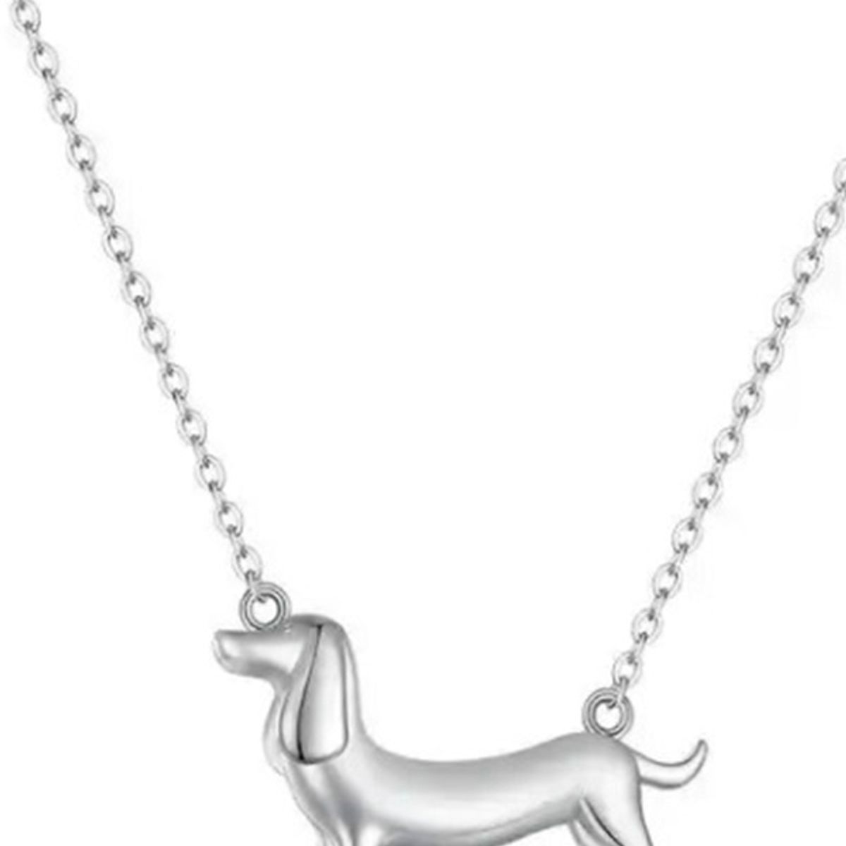 GENERICO - Collar Con Colgante Perro Salchicha De Plata Collar De Lujo