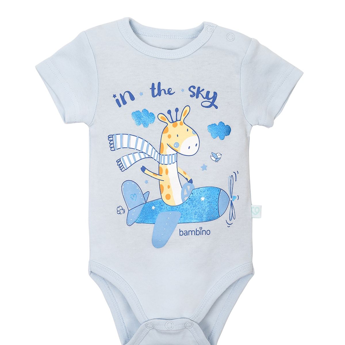 BAMBINO - Set 2 Body Manga Corta Celeste Jirafa Niño 6-9M